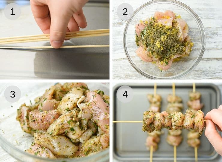 Step by step photos for making chicken spiedini