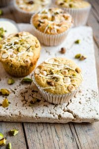 A close up of pistachio muffins