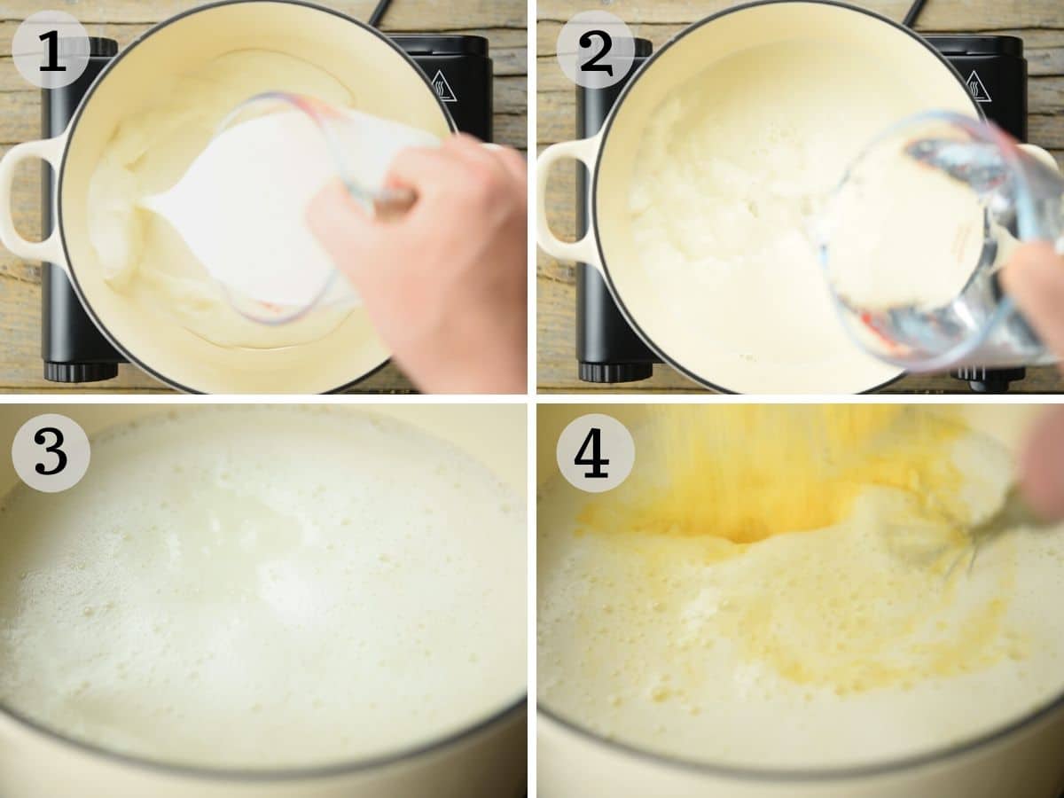 Step by step photos showing how to prepare cornmeal