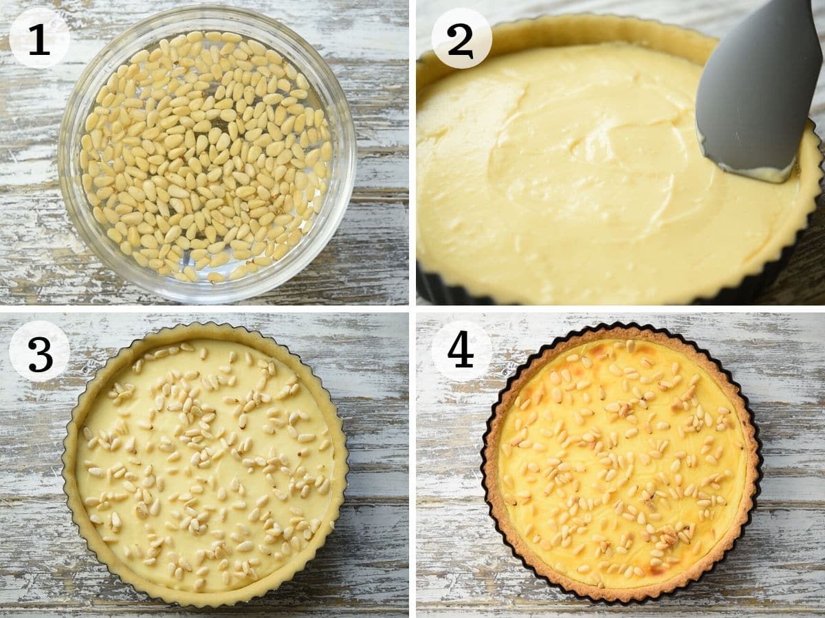 Step by step photos showing how to assemble Torta della Nonna