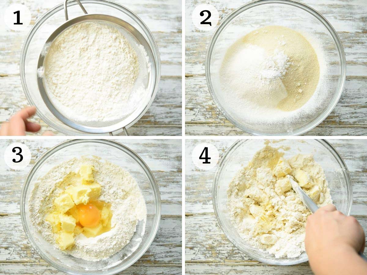 Step by step photos showing how to make pastry dough from scratch