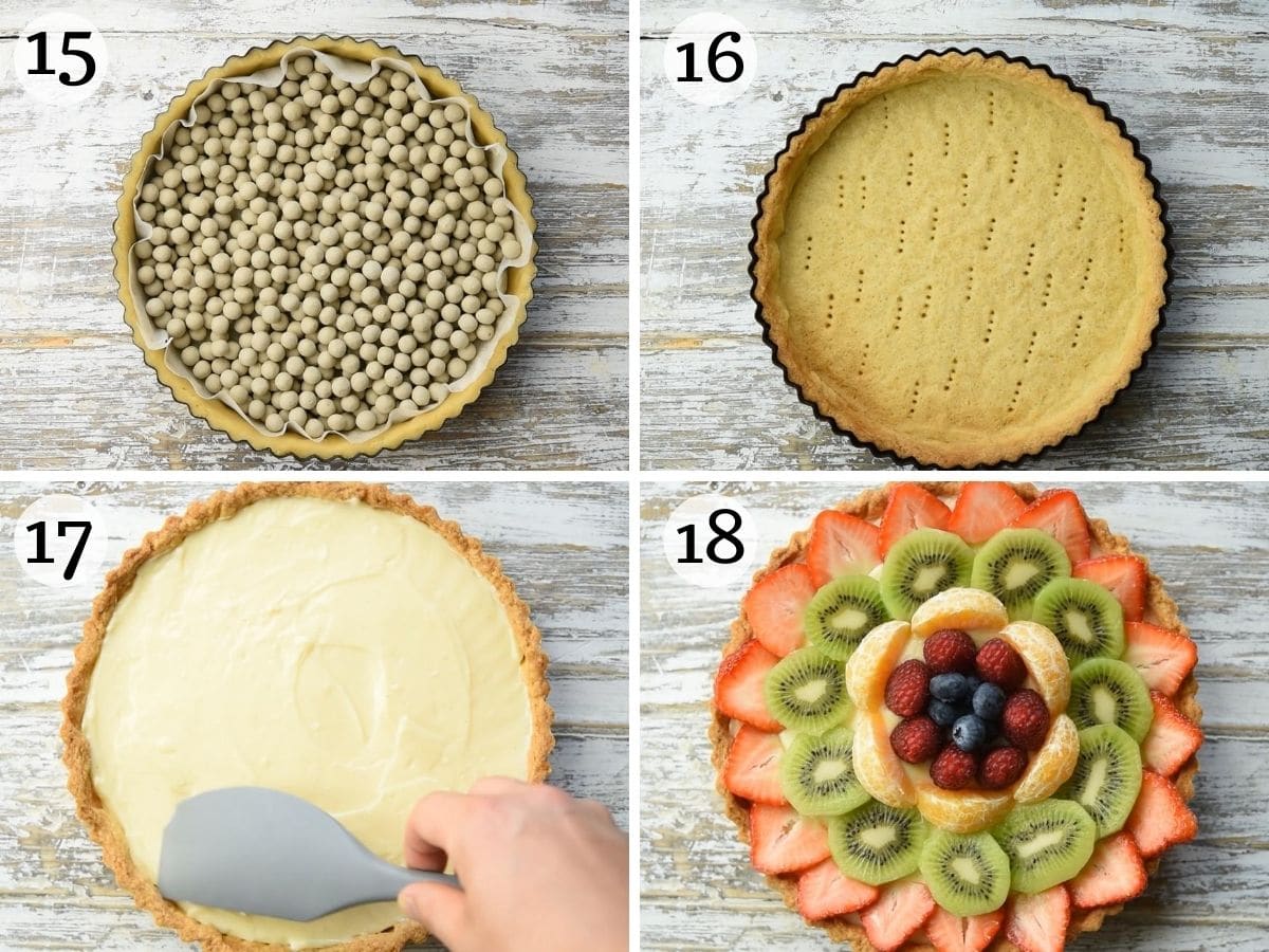 Step by step photos showing how to assemble a crostata di frutta.