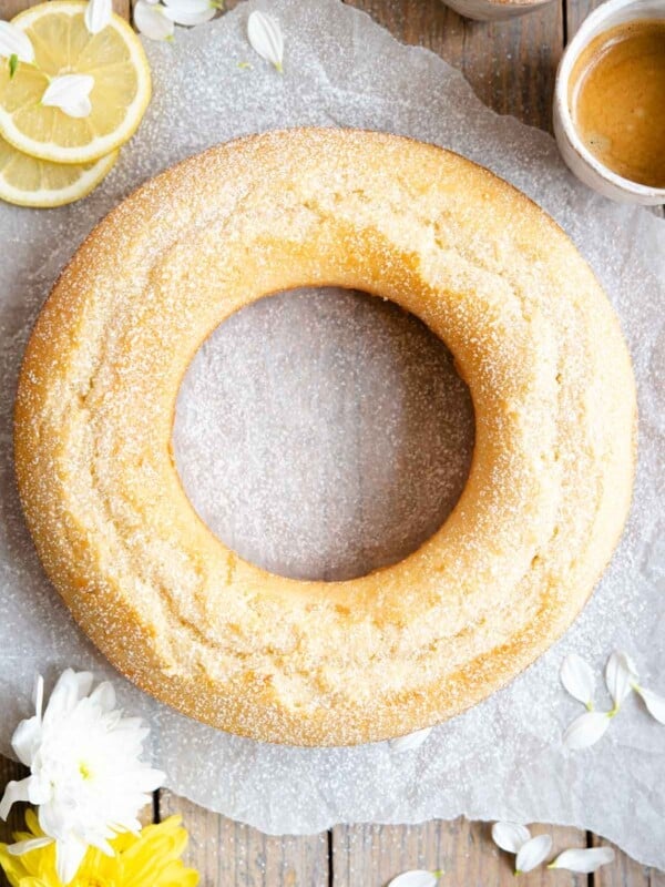 An overhead shot of an Italian bundt cake