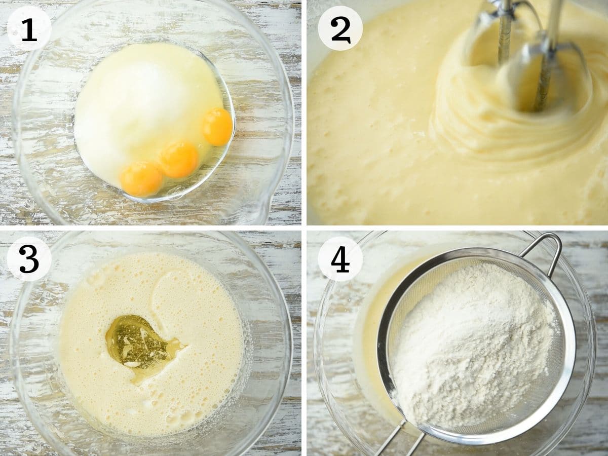 Step by step photos showing how to prepare Italian breakfast cake