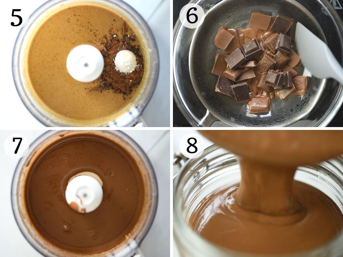 Step by step photos showing how to make homemade Nutella