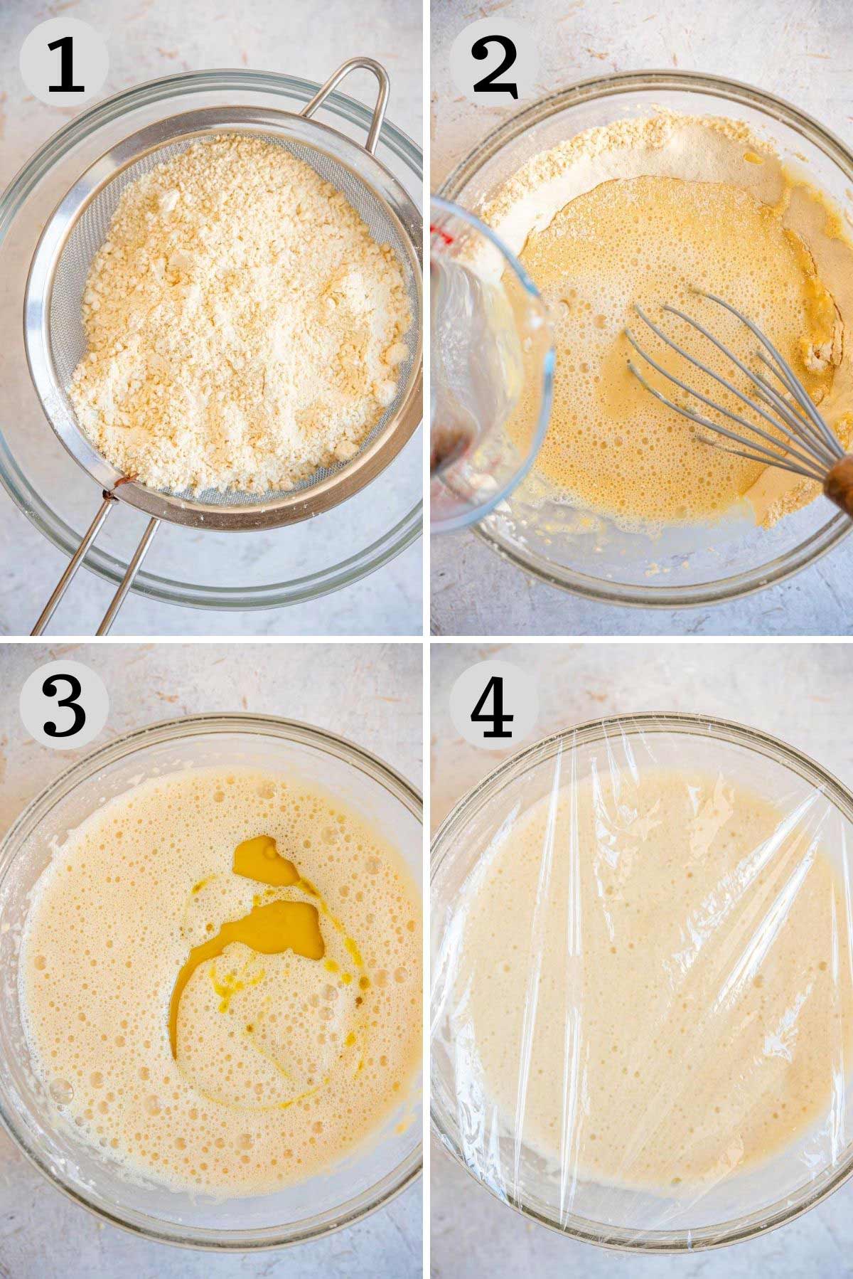 Step by step photos showing how to make La Farinata