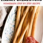 A pinterest graphic of Italian Grissini Breadsticks