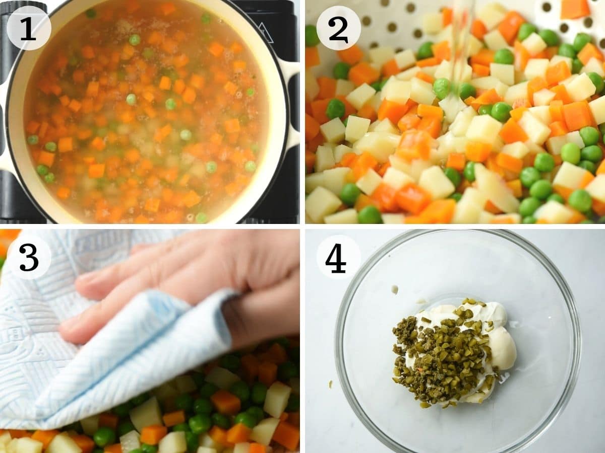 Step by step photos showing how to prepare vegetables