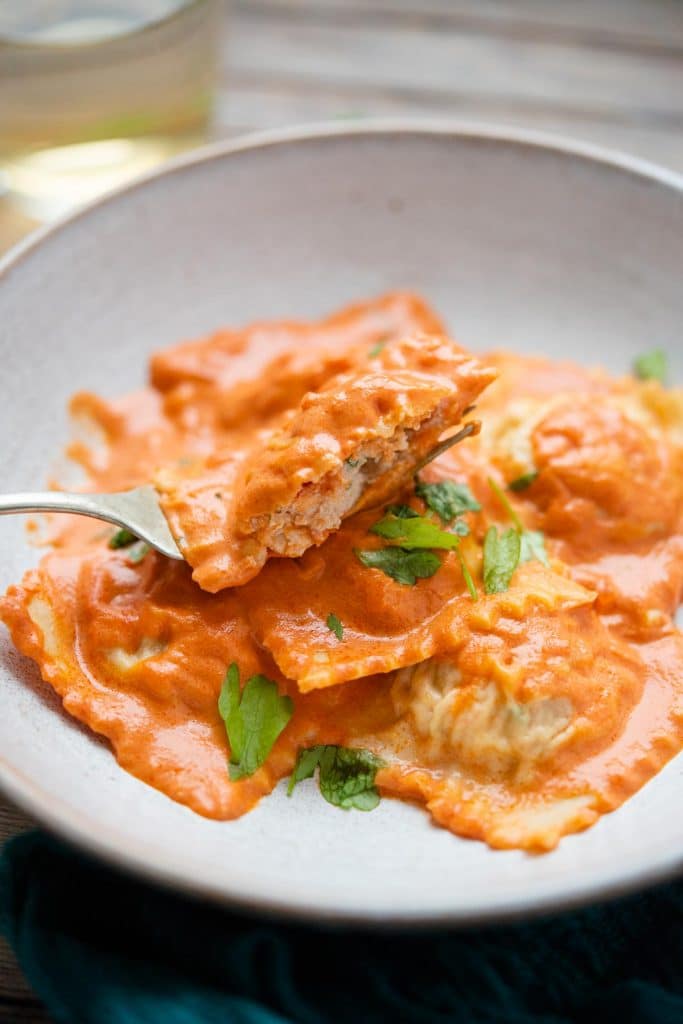 Lobster Ravioli with Vodka Cream Sauce Inside The Rustic Kitchen