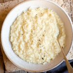 A close up of cheese risotto in a bowl