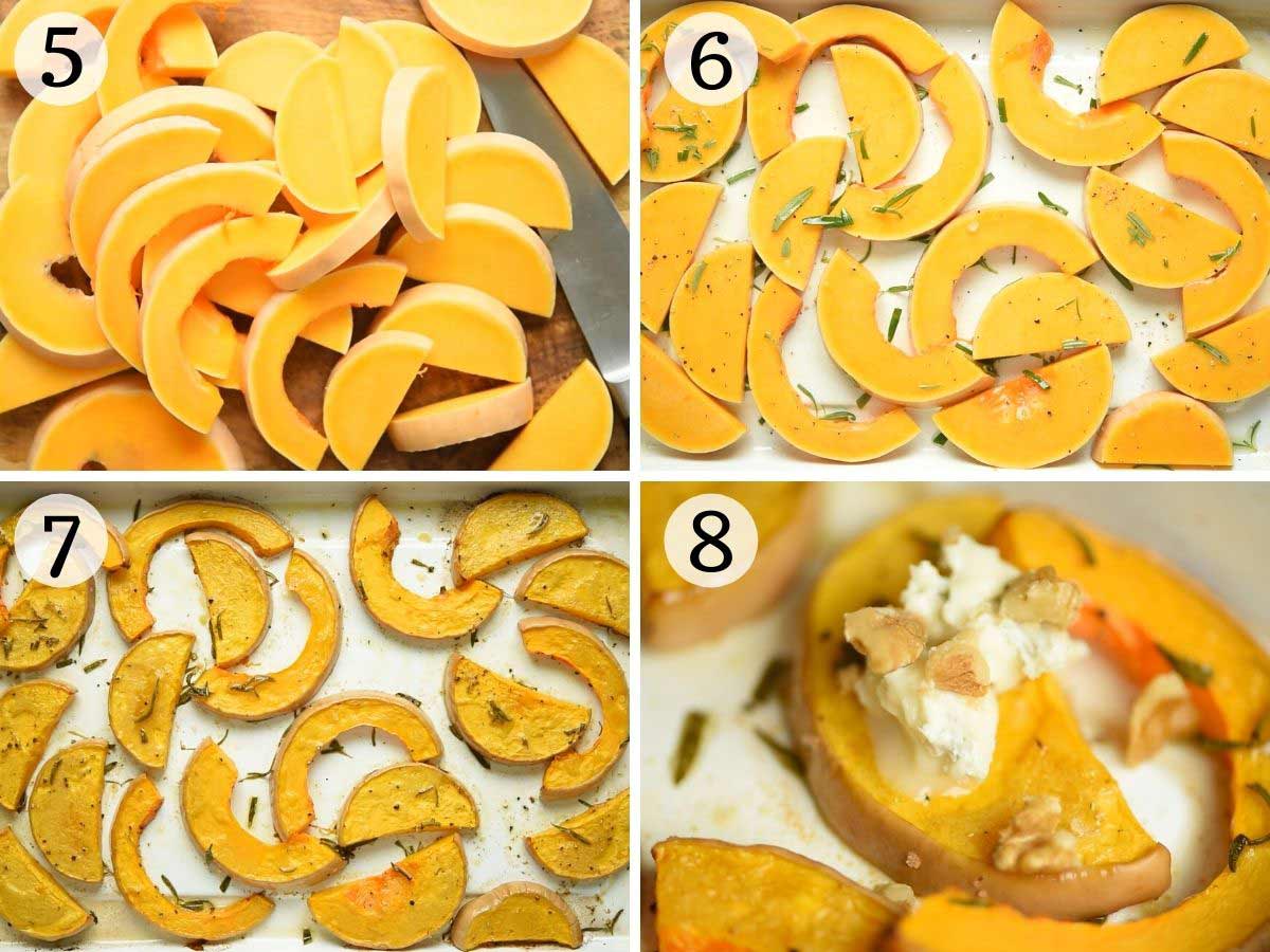 Step by step photos showing how to roast butternut squash