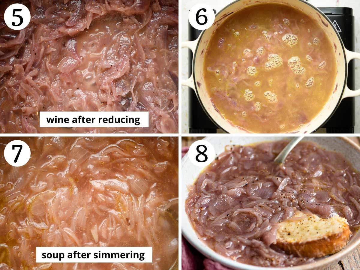 Step by step photos showing how to make Carabaccia soup