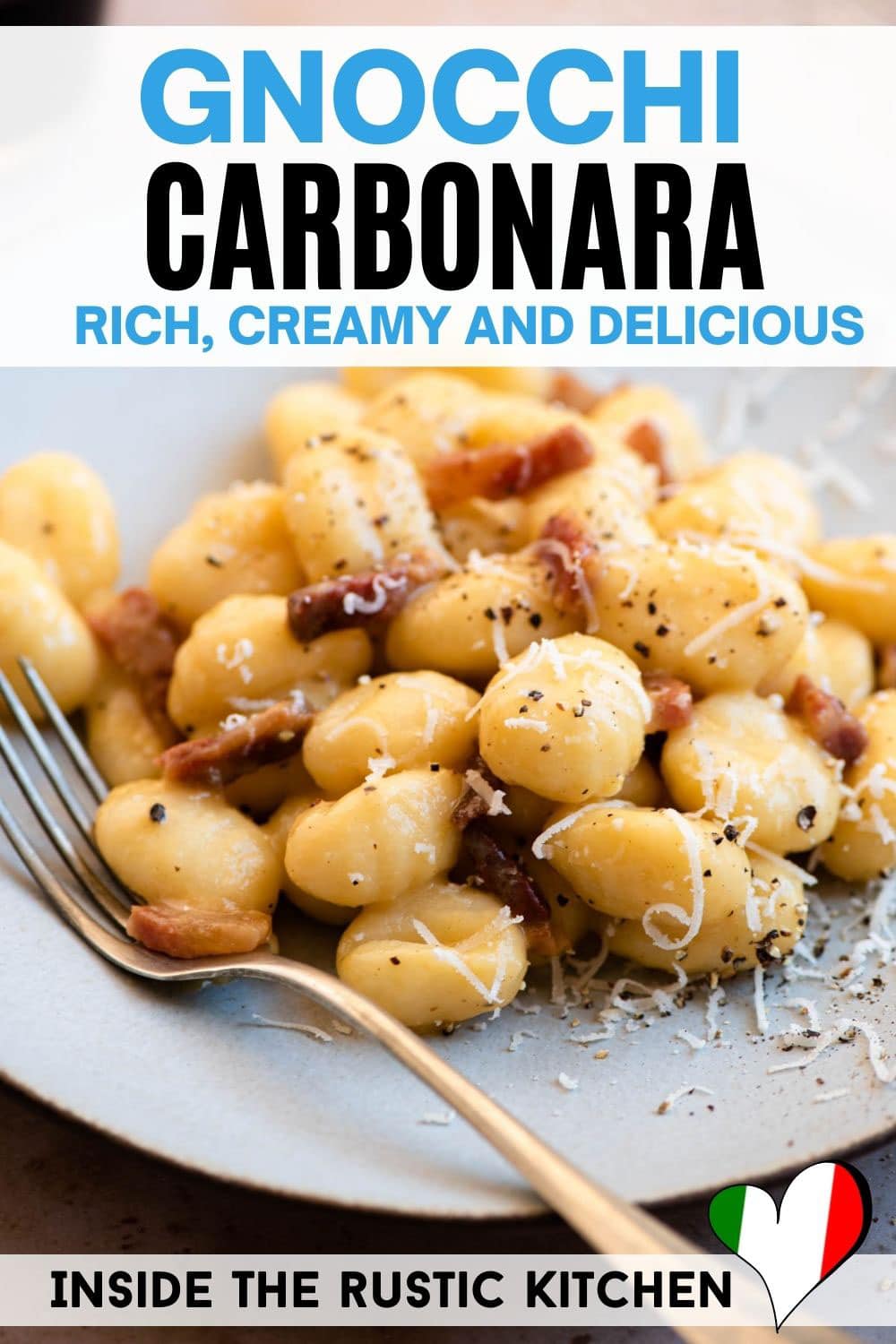 Gnocchi Carbonara - Inside The Rustic Kitchen