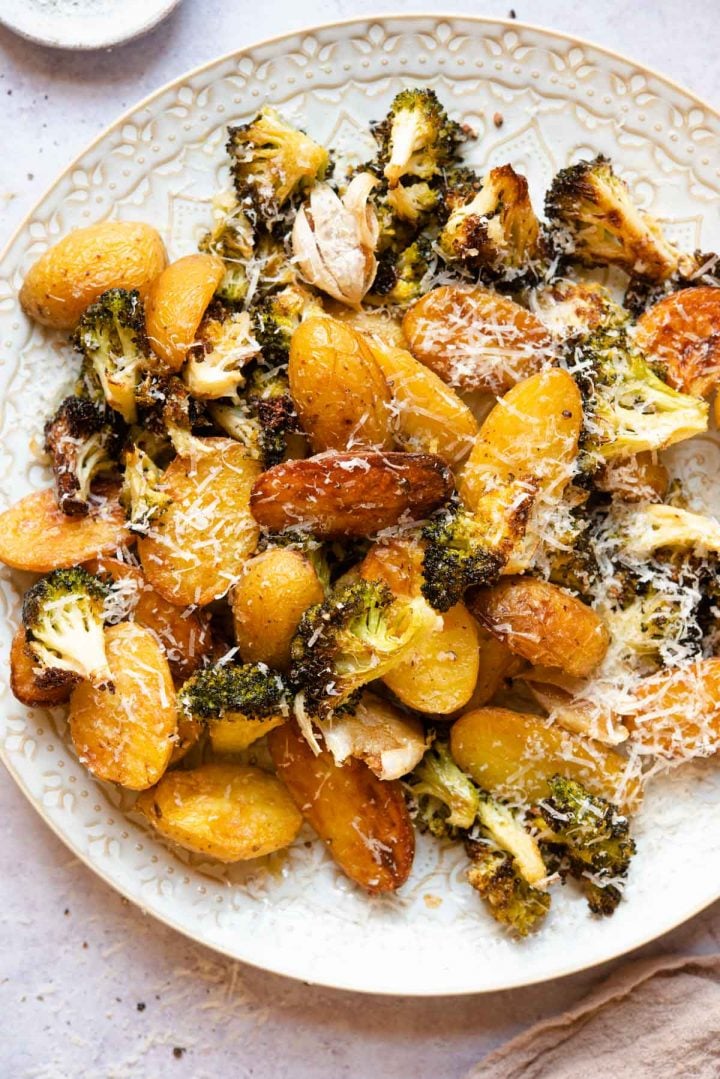 Parmesan Roasted Potatoes and Broccoli Inside The Rustic Kitchen