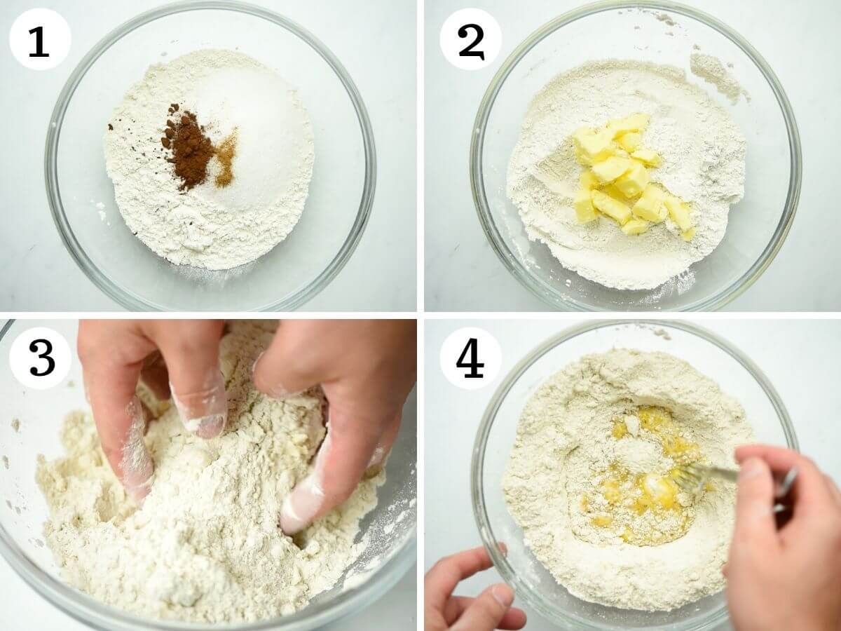 Step by step photos showing how to make cannoli dough