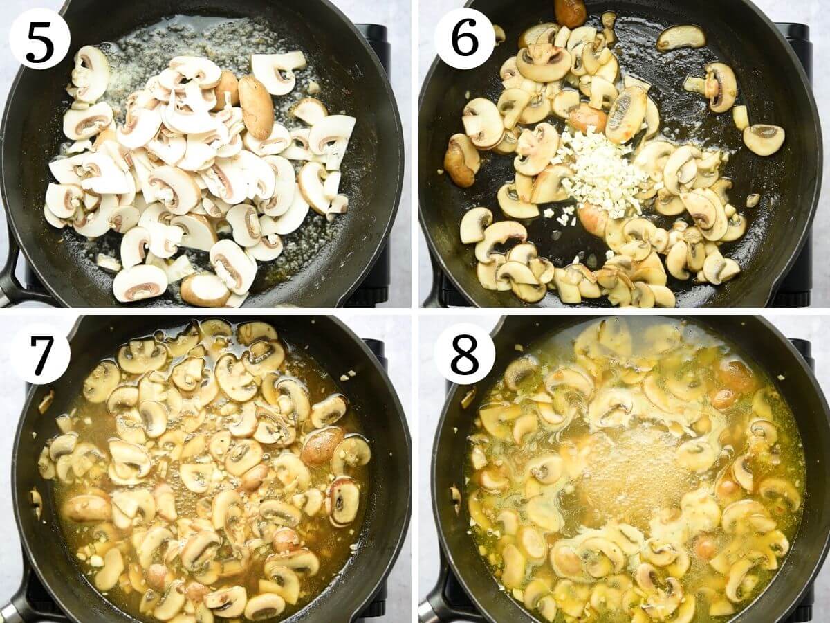 Step by step photos showing how to make veal marsala sauce with mushrooms