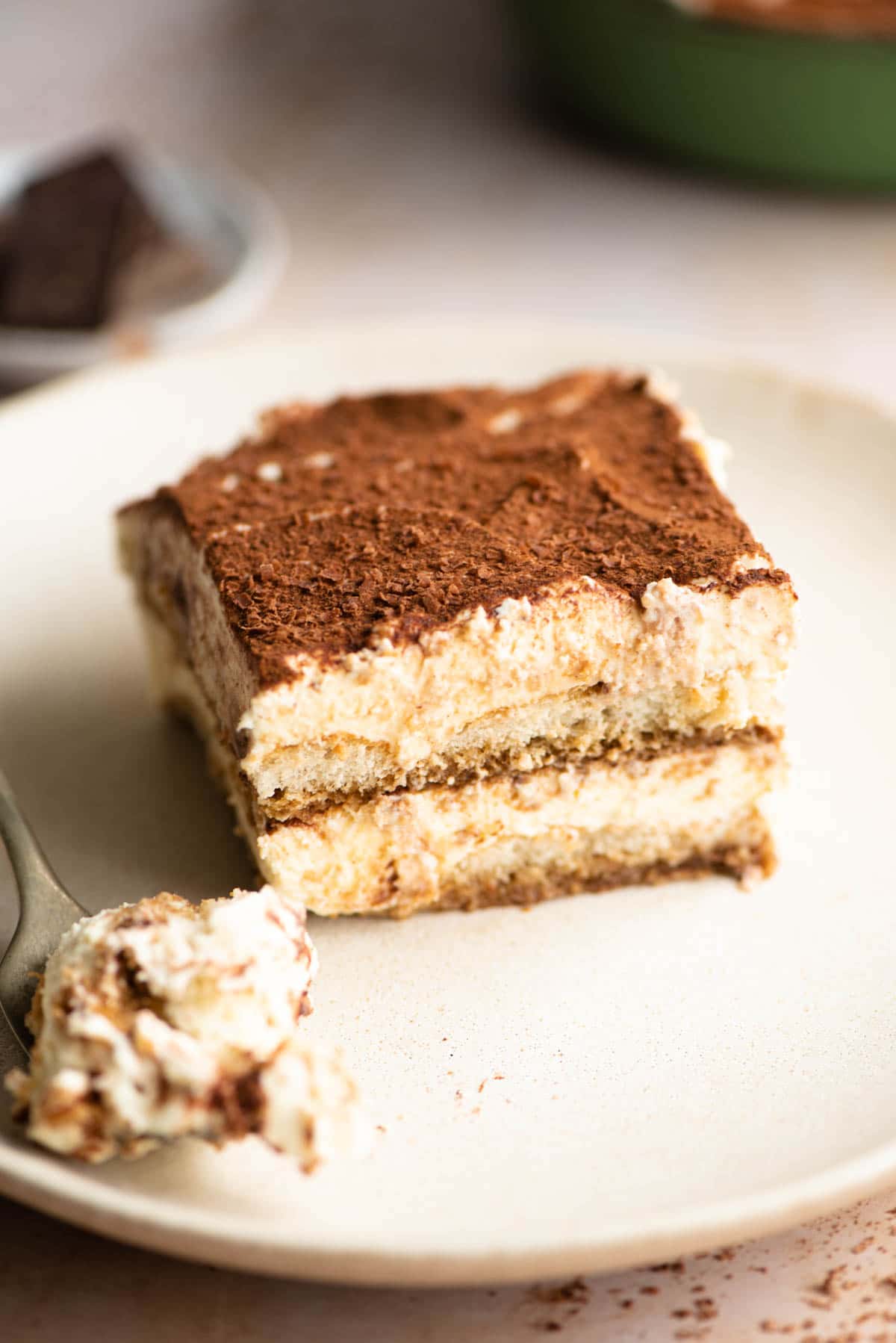 A slice of Tiramisu on a plate