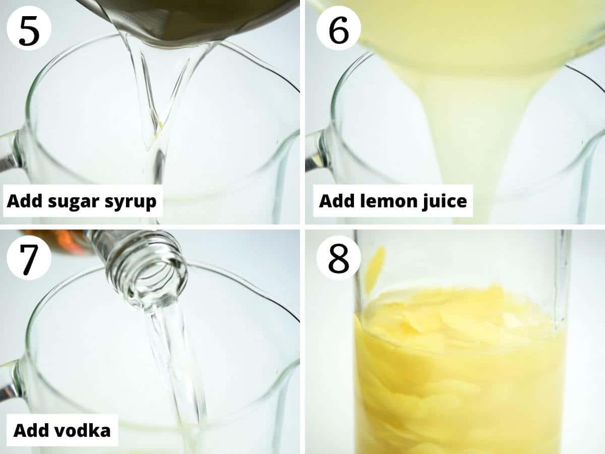 Step by step photos showing how to make homemade limoncello