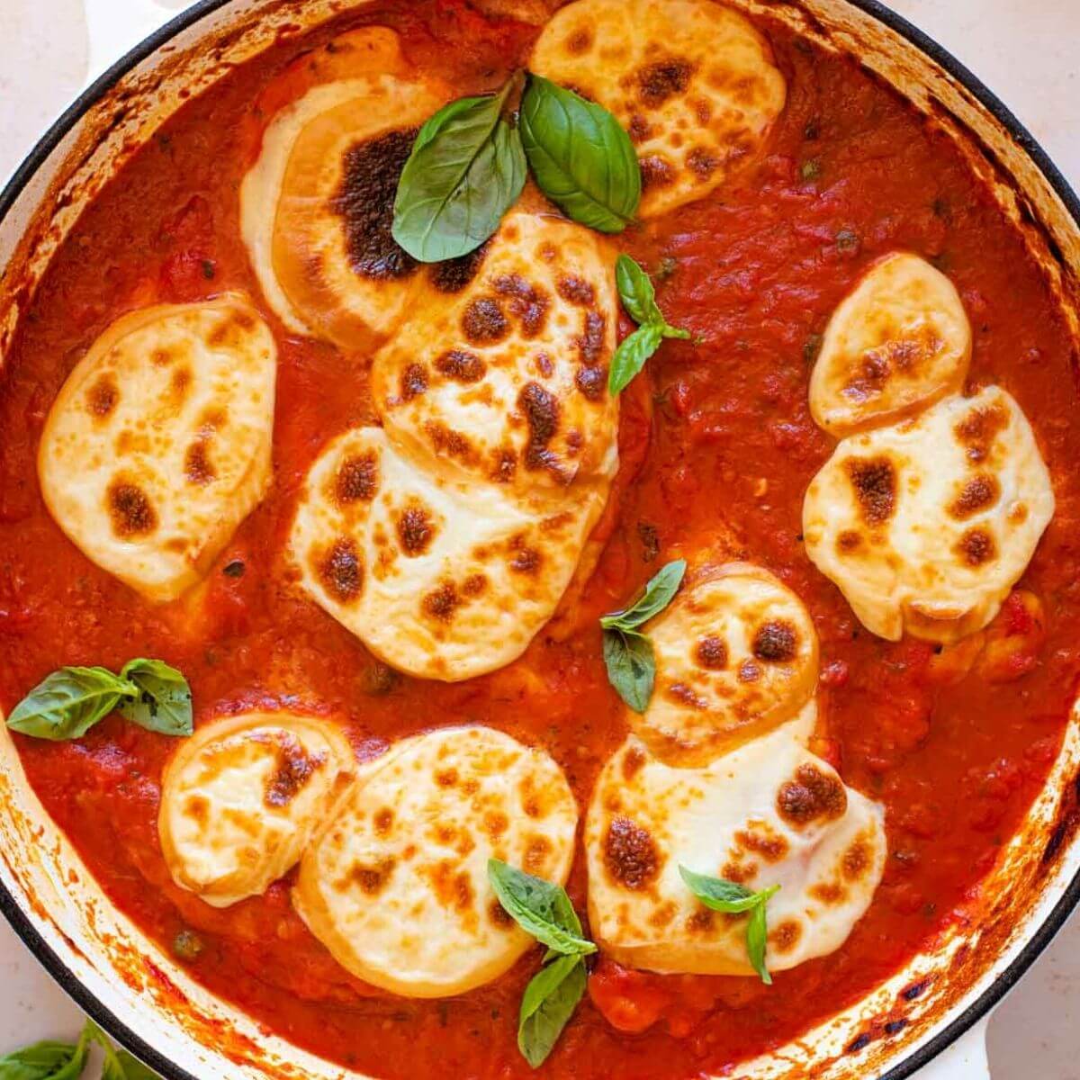 Chicken Pizzaiola with Smoked Scamorza Cheese