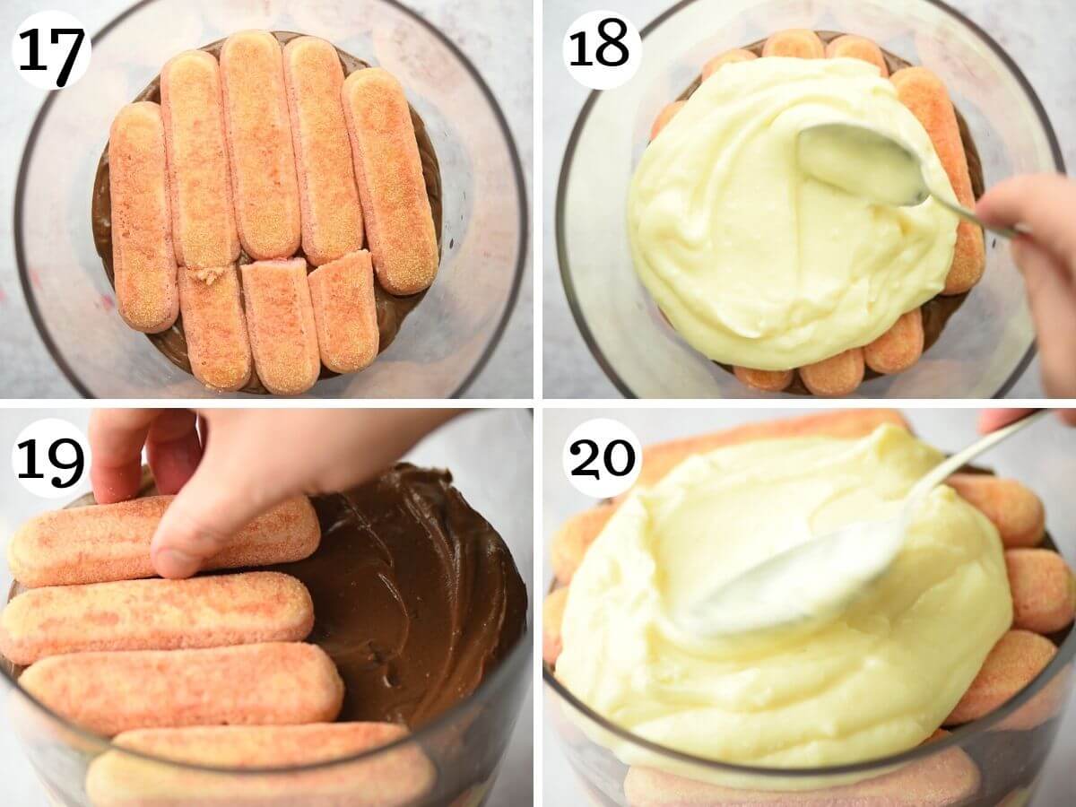 Step by step photos showing how to assemble a zuppa inglese