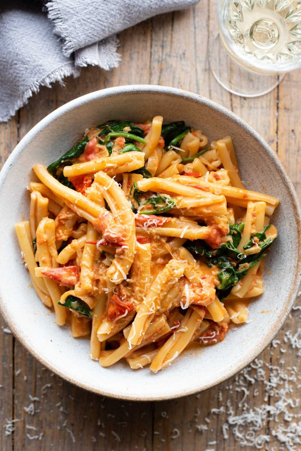 Creamy 'Nduja Pasta with Baby Spinach Inside The Rustic Kitchen