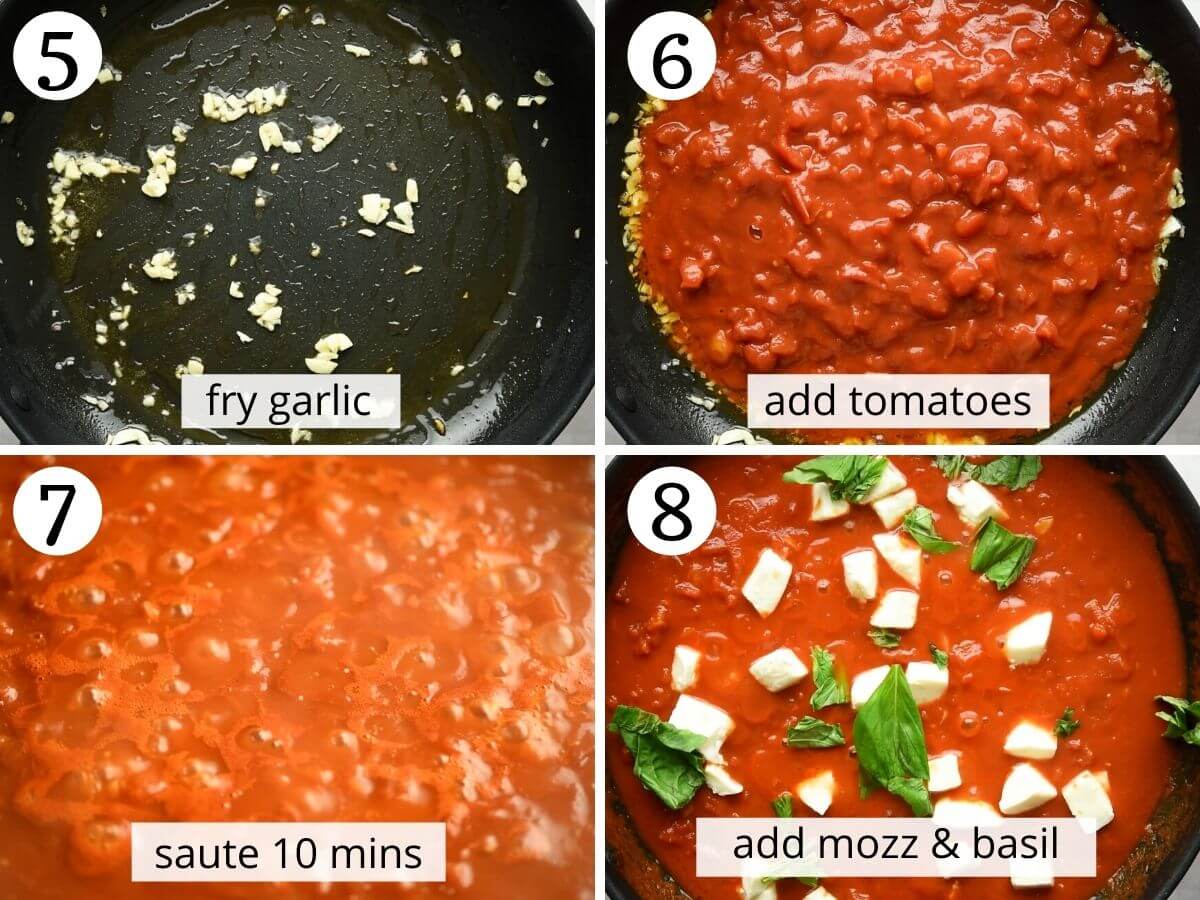 Step by step photos showing how to make sorrento style sauce
