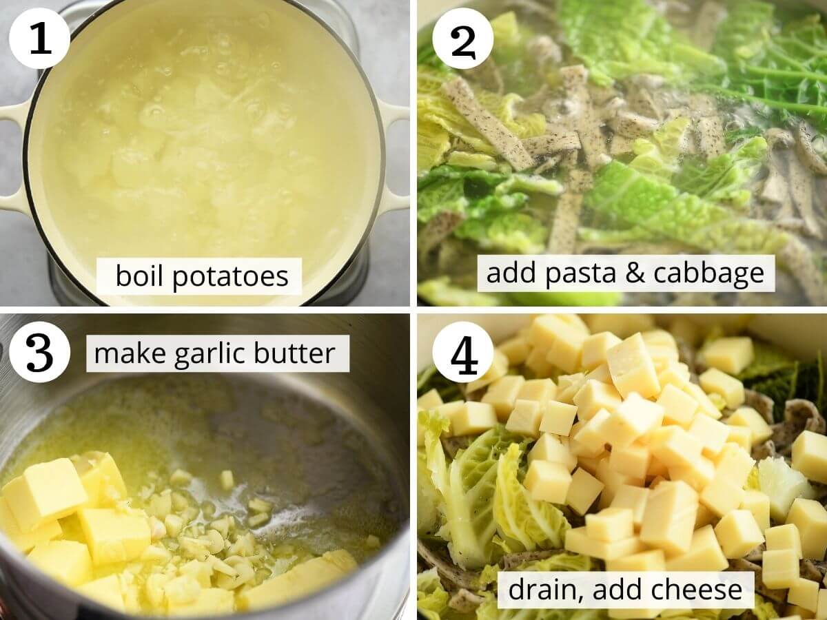 Step by step photos showing how to make pizzoccheri pasta