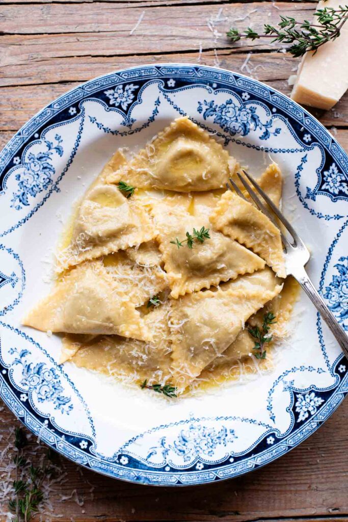 Mushroom Ravioli With Parmesan Cream Sauce - Inside The Rustic Kitchen