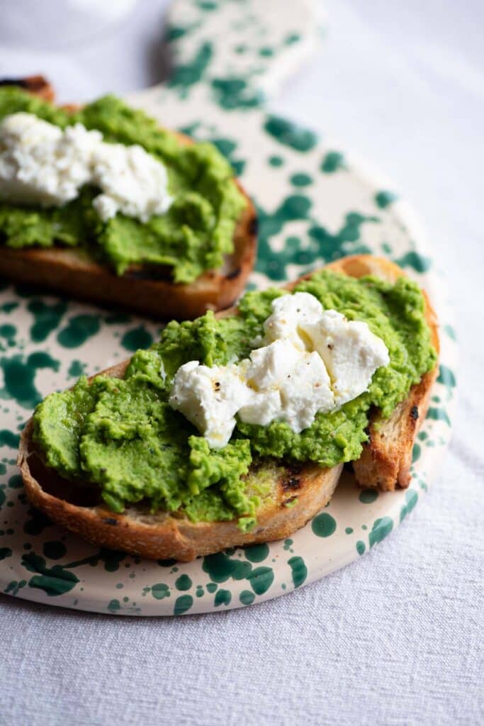 Pea Pesto and Goats' Cheese Bruschetta Inside The Rustic Kitchen