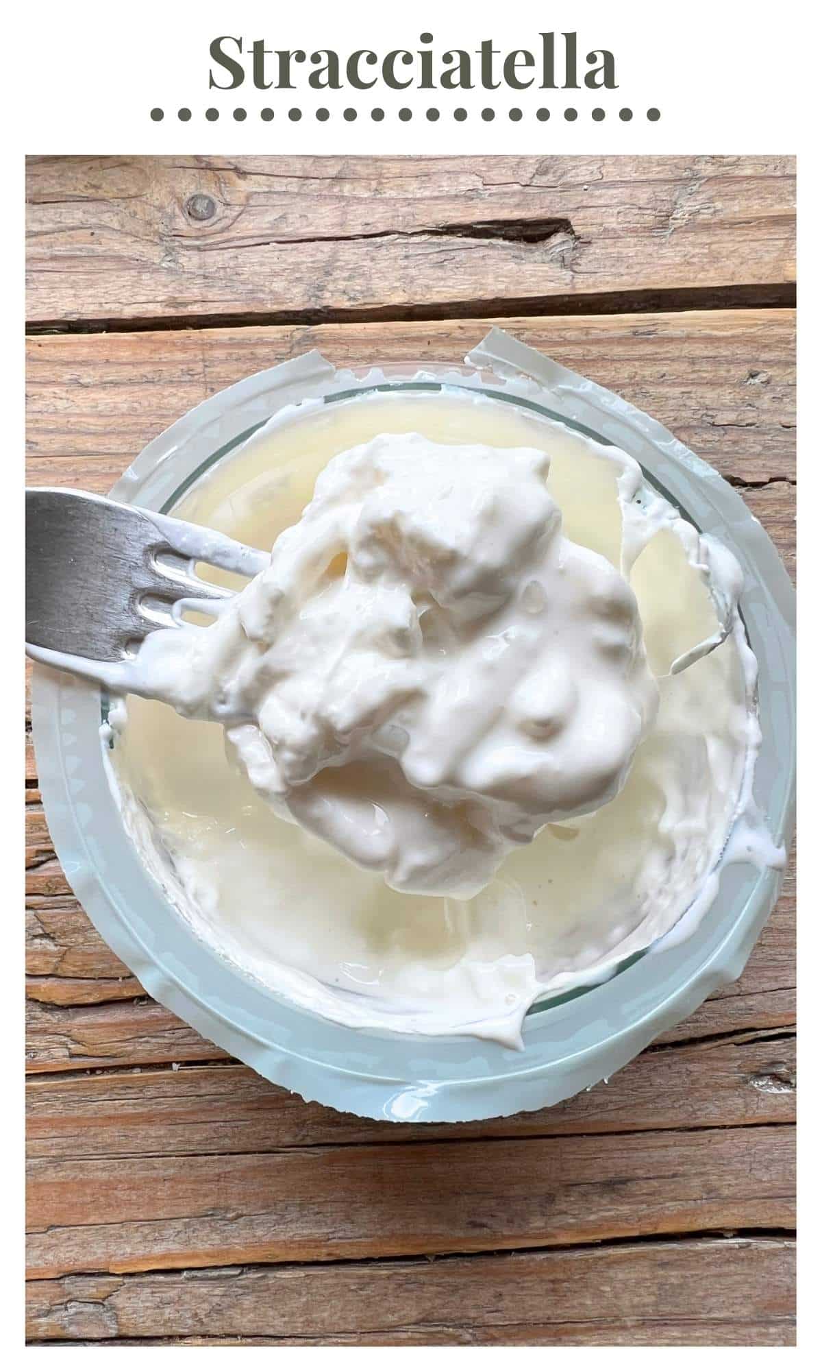 A close up of stracciatella cheese.