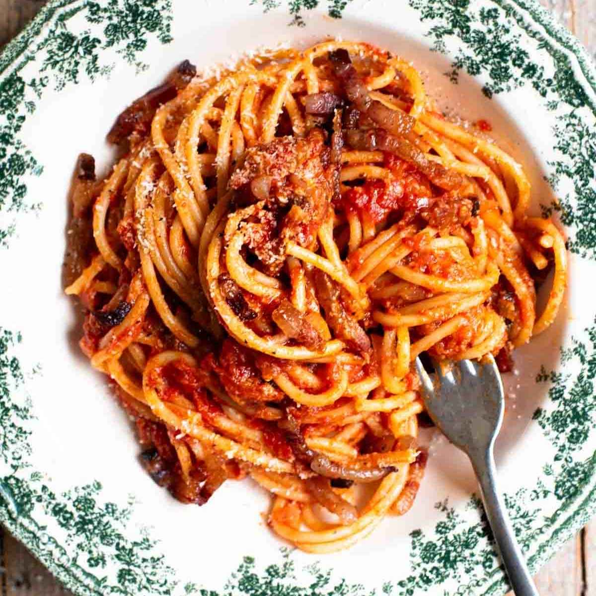 Spaghetti al Rancetto (Pasta with pancetta, pecorino and marjoram)